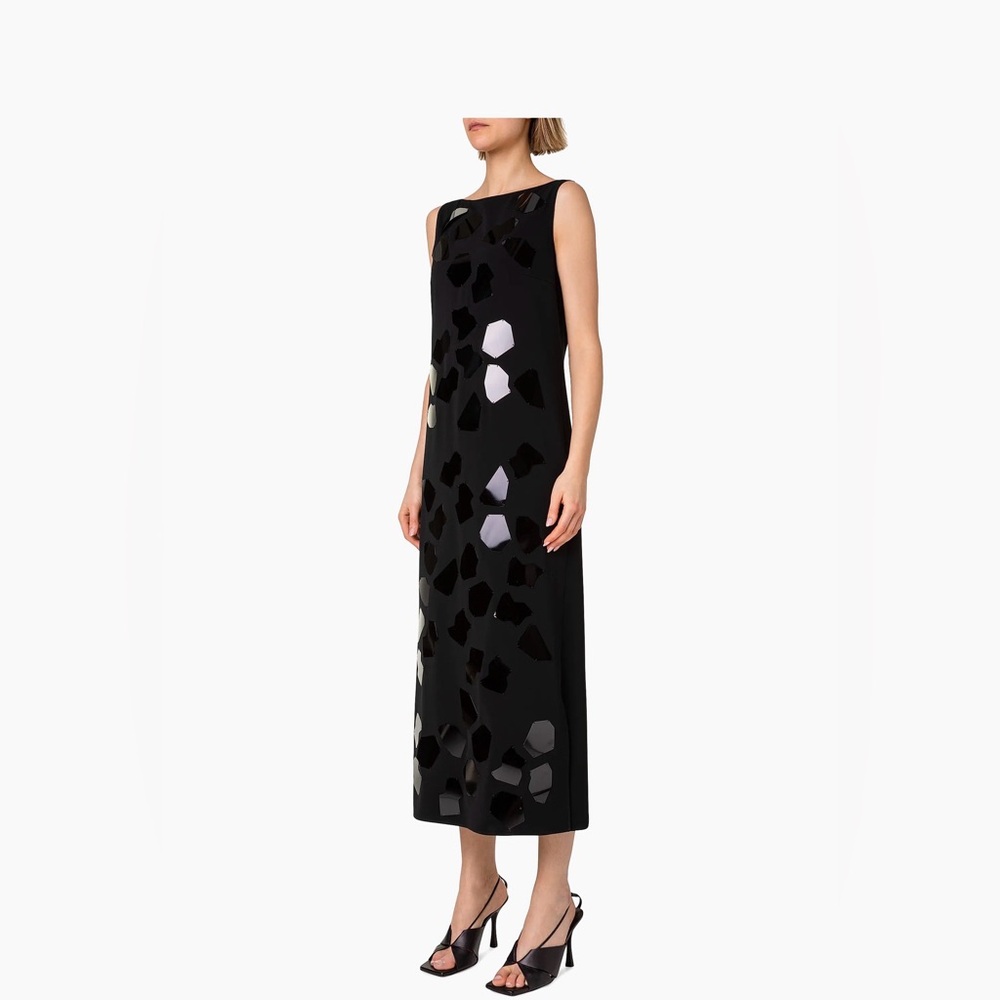 Akris Punto Black Midi Dress with huge sequin paillettes